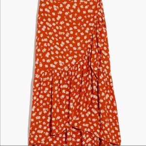 Madewell Red Ruffle Skirt
